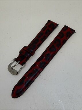 Authentic MICHELE  KENYA RED CHEETAH PATENT LEATHER Watch Band Strap 16 MM